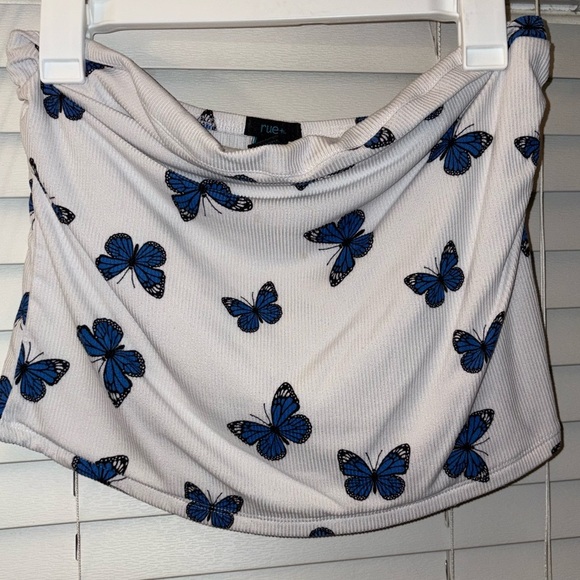 Rue21 Plus Blue Butterfly Print Tube Top Size 1X - Picture 3 of 6